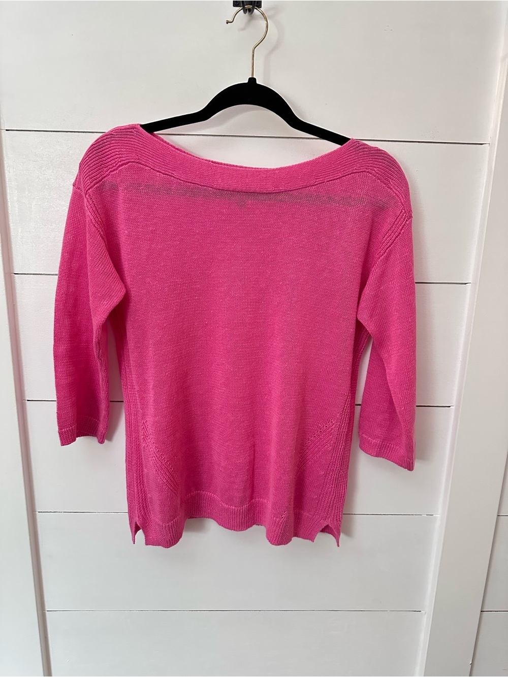 Talbots SP 100% linen lightweight rounded shoulder pink 3/4 sleeve coastal tunic